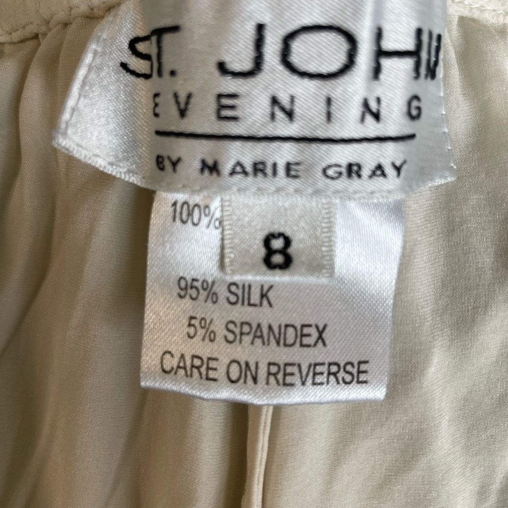 St. John Sport by Marie Gray Cream Wide-Leg Pants - Picture 3 of 6